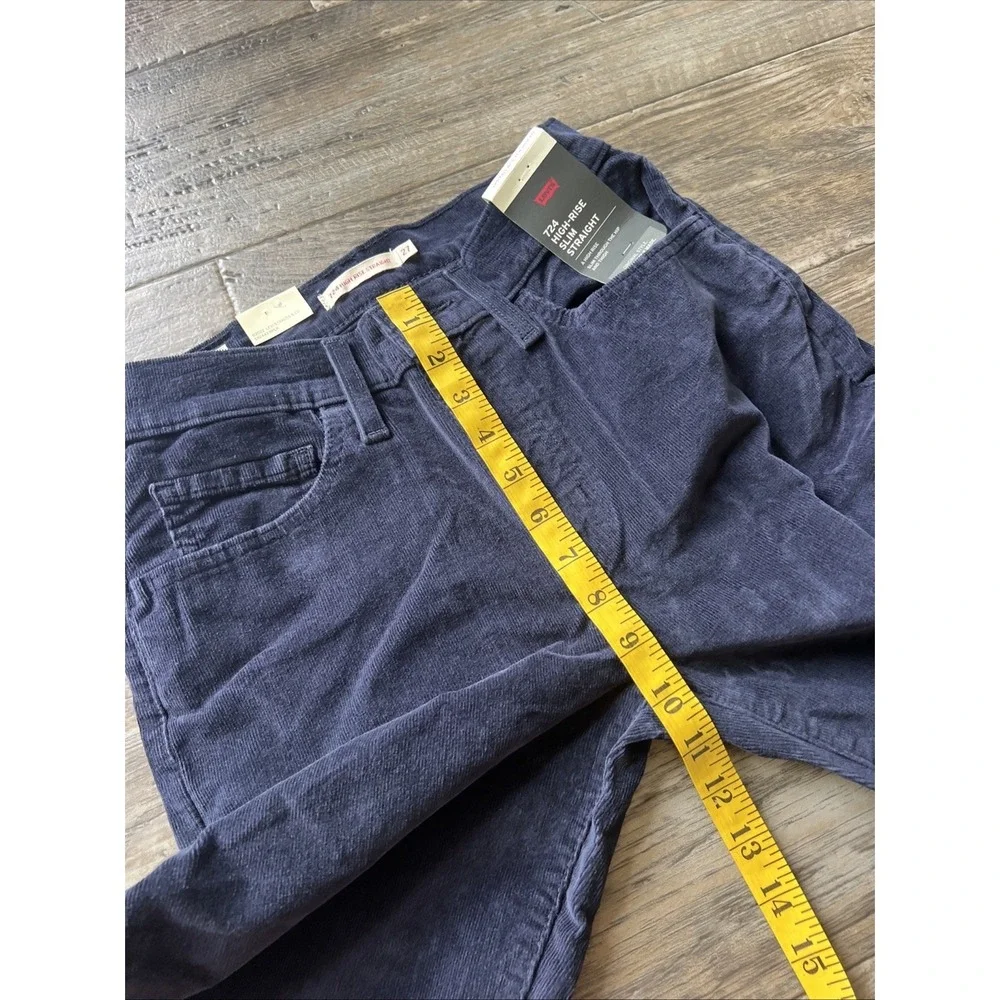 NEW Levi's Navy Straight Jeans Women Size 27x30 724 High Rise Corduroy‎ - Picture 7 of 10
